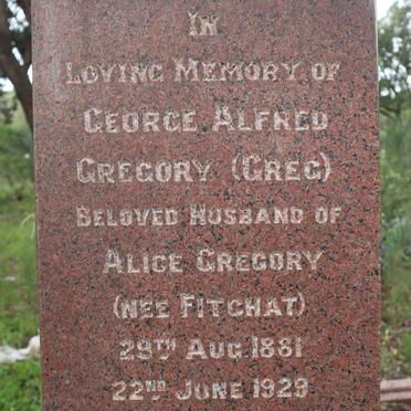 GREGORY George Alfred 1881-1929