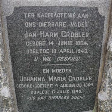 GROBLER Jan Harm 1864-1943 &amp; Johanna Maria COETZEE 1864-1949