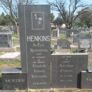 HENKINS Abraham Francois 1894-1973 &amp; Elizabeth Alberta Petronella 1893-1963