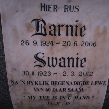 HUMAN Barnie 1924-2006 &amp; Swanie 1923-2012