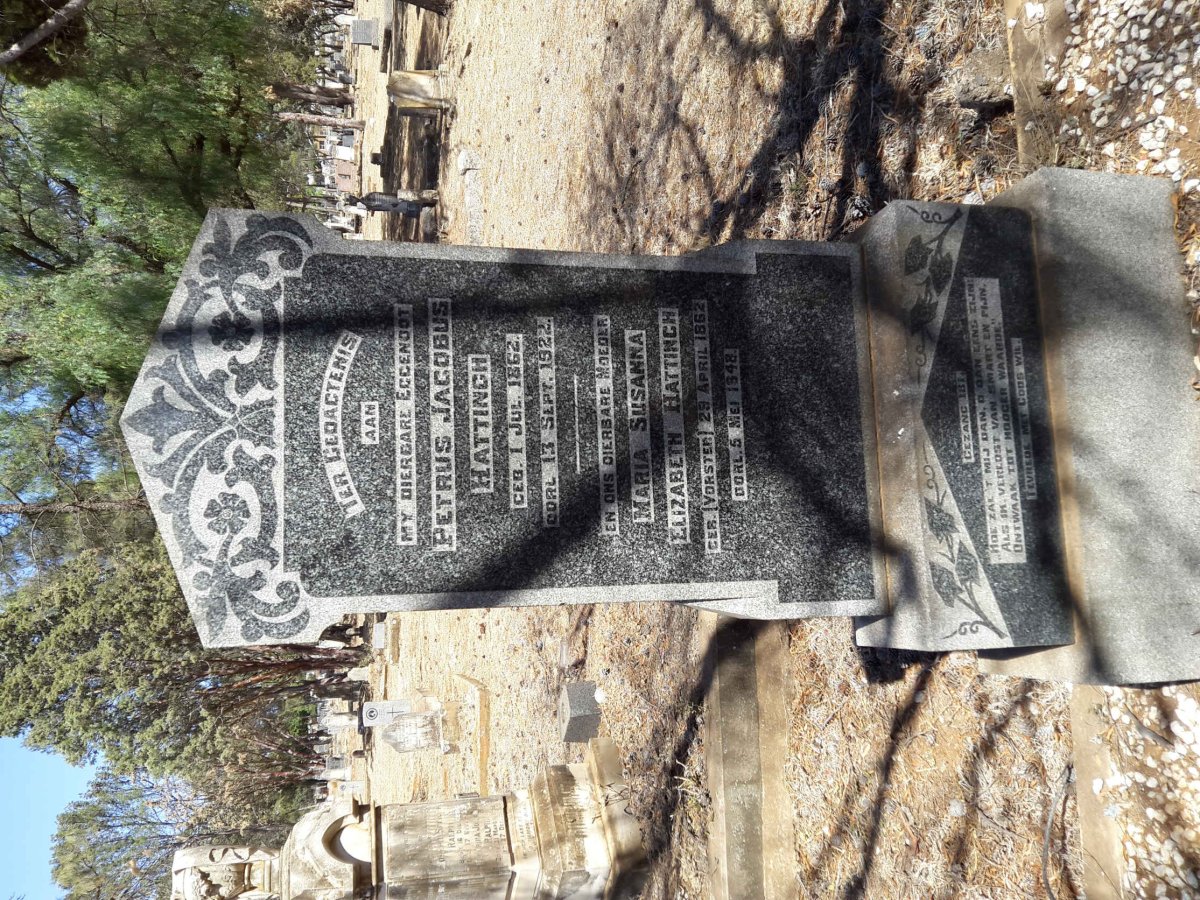 HATTINGH Petrus Jacobus 1862-1922 & Maria Susanna Elizabeth VORSTER 1862-1948