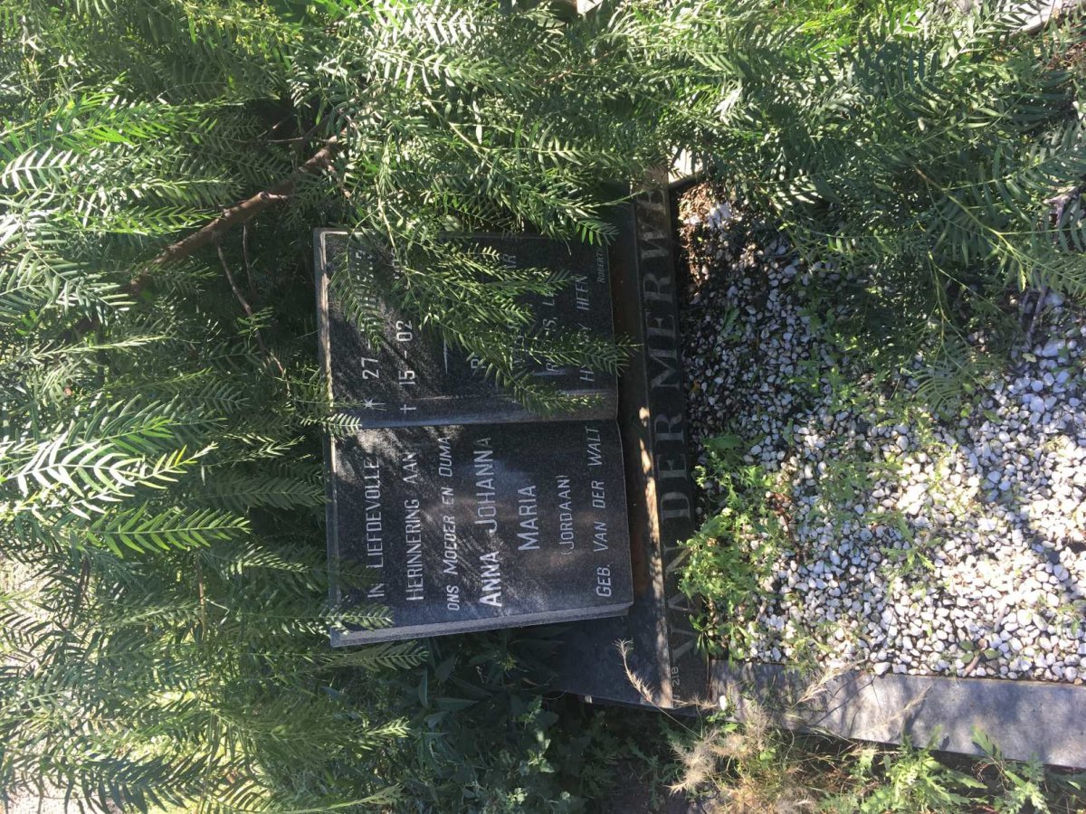 MERWE Anna Johanna Maria, van der nee JORDAAN geb VAN DER WALT