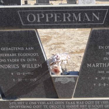 OPPERMAN Andries Willem 1912-1979 &amp; Martha Jacoba ALDRICH 1912-1986