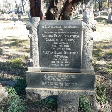 PLOOY Aletha Elzie Dorathea Cilliers, du nee JORDAAN 1858-1939 :: PRETORIUS Aletha Elzie Dorathea nee CILLIERS 1897-1920