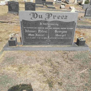 PREEZ Johannes Petrus, du 1899-1980 &amp; Georgina V.D.RIET 1902-1995