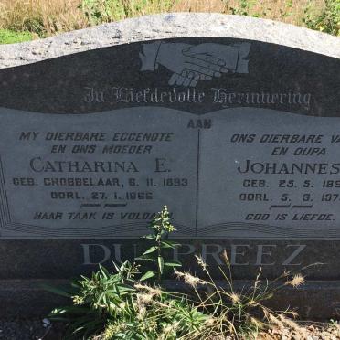 PREEZ Johannes J., du 1891-1978 &amp; Catharina E. GROBBELAAR 1893-1966