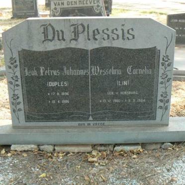 PLESSIS Izak Petrus Johannes, du 1896-1986 &amp; Wesselina Cornelia V. RENSBURG 1900-1984