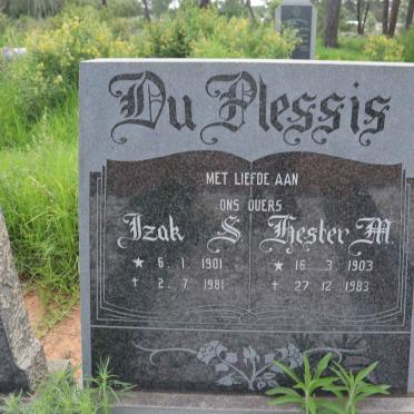 PLESSIS Izak S., du 1901-1981 &amp; Hester M. 1903-1983