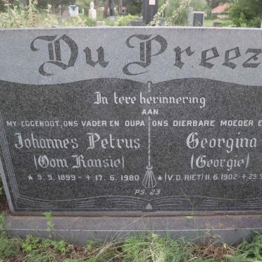 PREEZ Johannes Petrus, du 1899-1980 &amp; Georgina V.D. RIET 1902-1995
