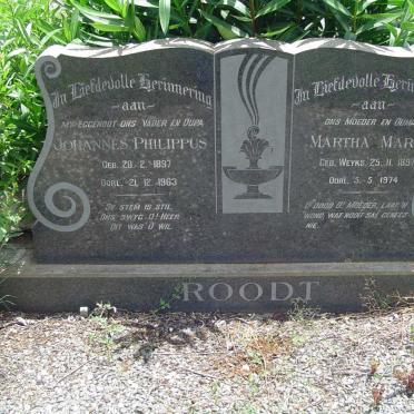 ROODT Johannes Phillippus 1897-1963 &amp; Martha Maria WEYKS 1897-1974