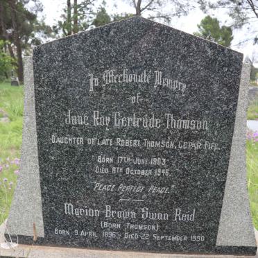 REID Marion Brown Swan nee THOMSON 1896-1990 :: THOMSON Jane Roy Gertrude 1903-1946