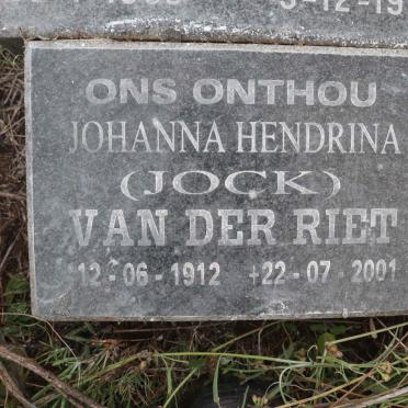 RIET Johanna Hendrina, van der 1912-2001
