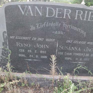 RIET Ryno John, van der 1895-1968 &amp; Susanna Jacoba VAN TONDER 1900-1993