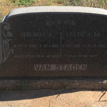 STADEN Jeremias A., van 1905-1965 &amp; Lettie A.M. 1910-1982
