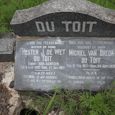 TOIT Michiel van Breda, du 1877-1939 &amp; Hester J. de Wet VAN ASWEGEN 1880-1964