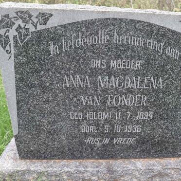 TONDER Anna Magdalena, van nee BLOM 1894-1936