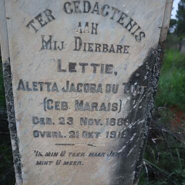 TOIT Aletta Jacoba, du nee MARAIS 1888-1918