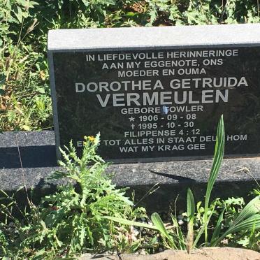 VERMEULEN Dorothea Getruida nee FOWLER 1906-1995