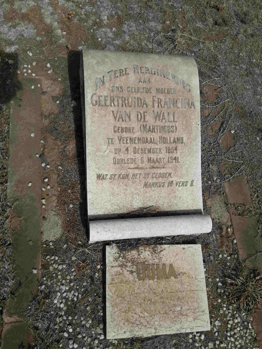 WALL Gertruida Francina, van de nee MARTINIUS 1854-1941