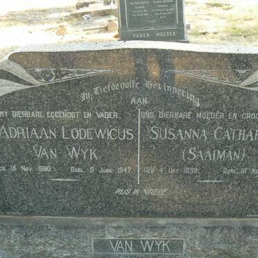 WYK Adriaan Lodewicus, van 1880-1947 &amp; Susanna Catharina SAAIMAN 1899-1990