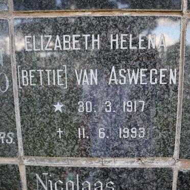ASWEGEN Elizabeth Helena, van 1917-1993