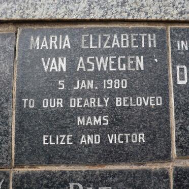 ASWEGEN Maria Elizabeth, van -1980