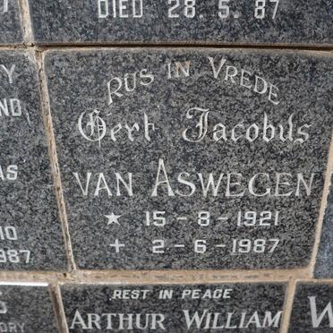 ASWEGEN Gert Jacobus, van 1921-1987