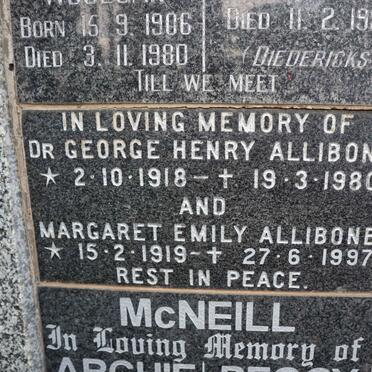 ALLIBONE George Henry 1918-1980 &amp; Margaret Emily 1919-1997