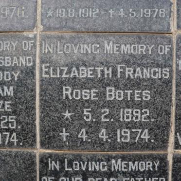 BOTES Elizabeth Francis Rose 1892-1974