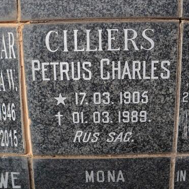 CILLIERS Petrus Charles 1905-1989