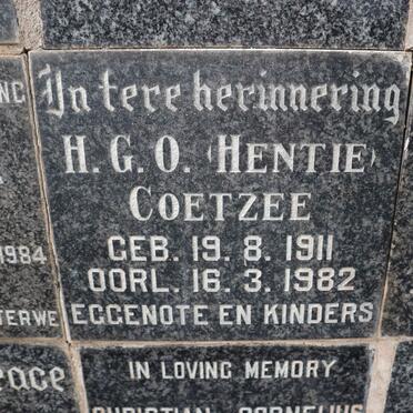 COETZEE H.G.O. 1911-1982