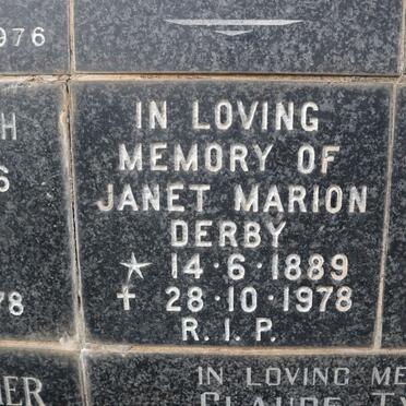 DERBY Janet Marion 1889-1978