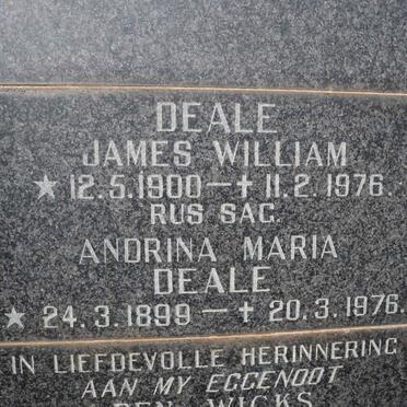 DEALE James William 1900-1976 &amp; Andrina Maria 1899-1976