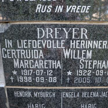 DREYER Willem Stephanus 1922-2005 &amp; Gertruida Margaretha 1917-1998
