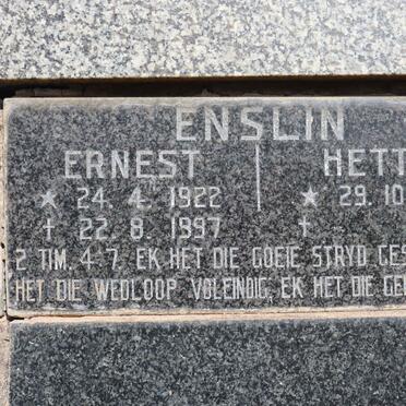 ENSLIN Ernest 1922-1997 &amp; Hettie 1933-