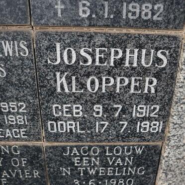 KLOPPER Josephus 1912-1981
