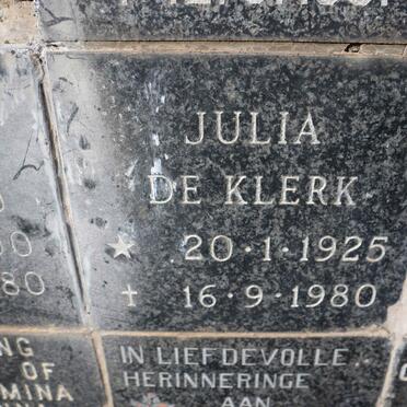 KLERK Julia, de 1925-1980