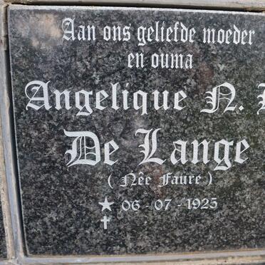 LANGE Angelique N.B., de nee FAURE 1925-