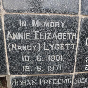 LYCETT Annie Elizabeth 1901-1971