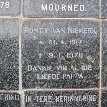 NIEKERK Ponty, van 1917-1978