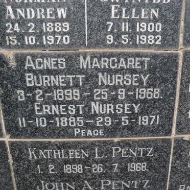 NURSEY Ernest 1885-1971 &amp; Agnes Margaret Burnett 1899-1968