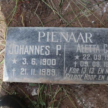 PIENAAR Johannes P. 1900-1989 &amp; Aletta C.J. 1913-1995