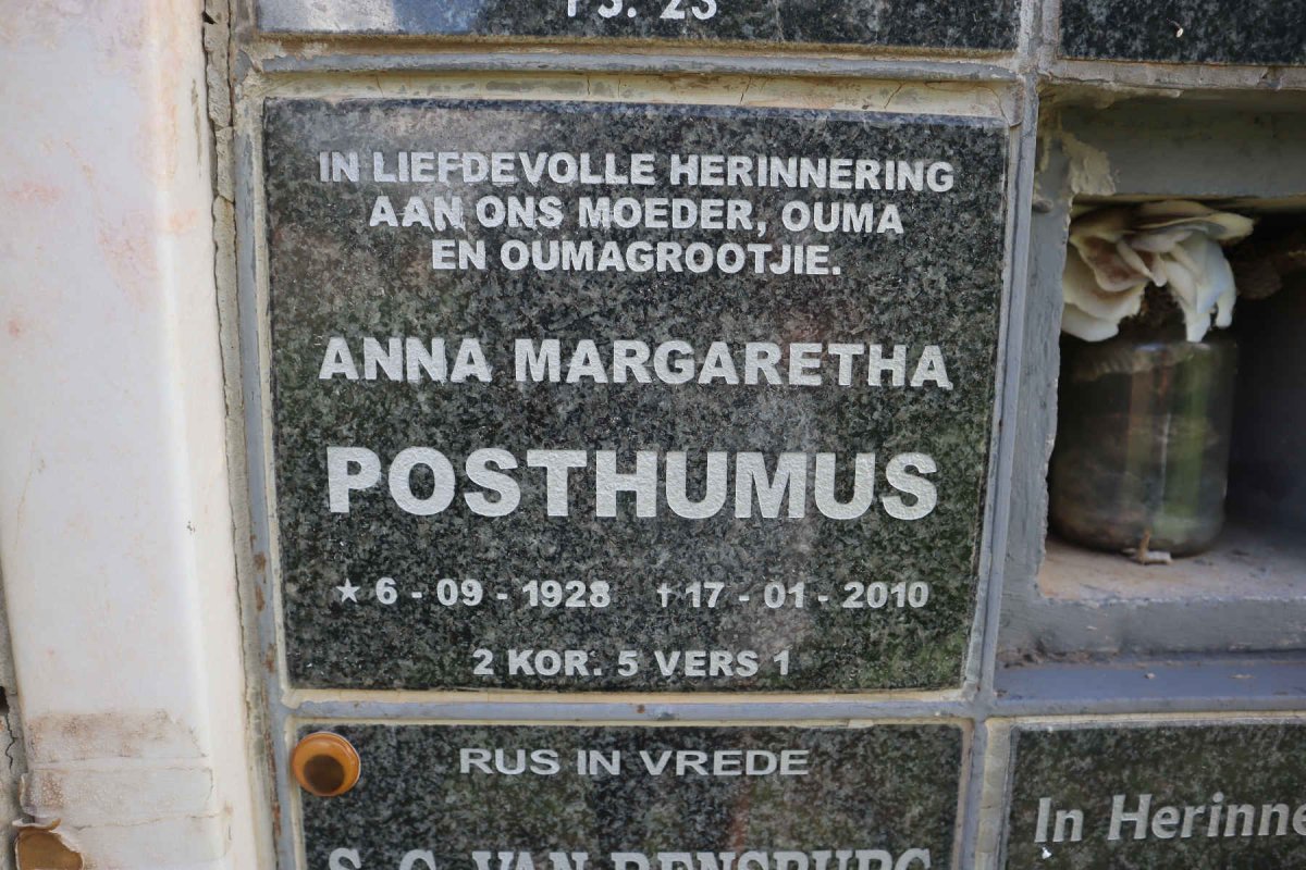 POSTHUMUS Anna Margaretha 1928-2010