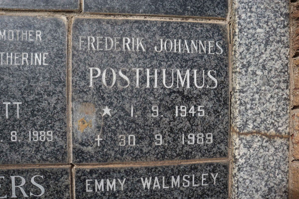 POSTHUMUS Frederik Johannes 1945-1989