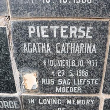 PIETERSE Agatha Catharina nee OLIVIER 1933-1986