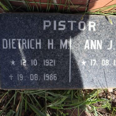 PISTOR Dietrich H.M. 1921-1986 &amp; Ann J.E. 1928-