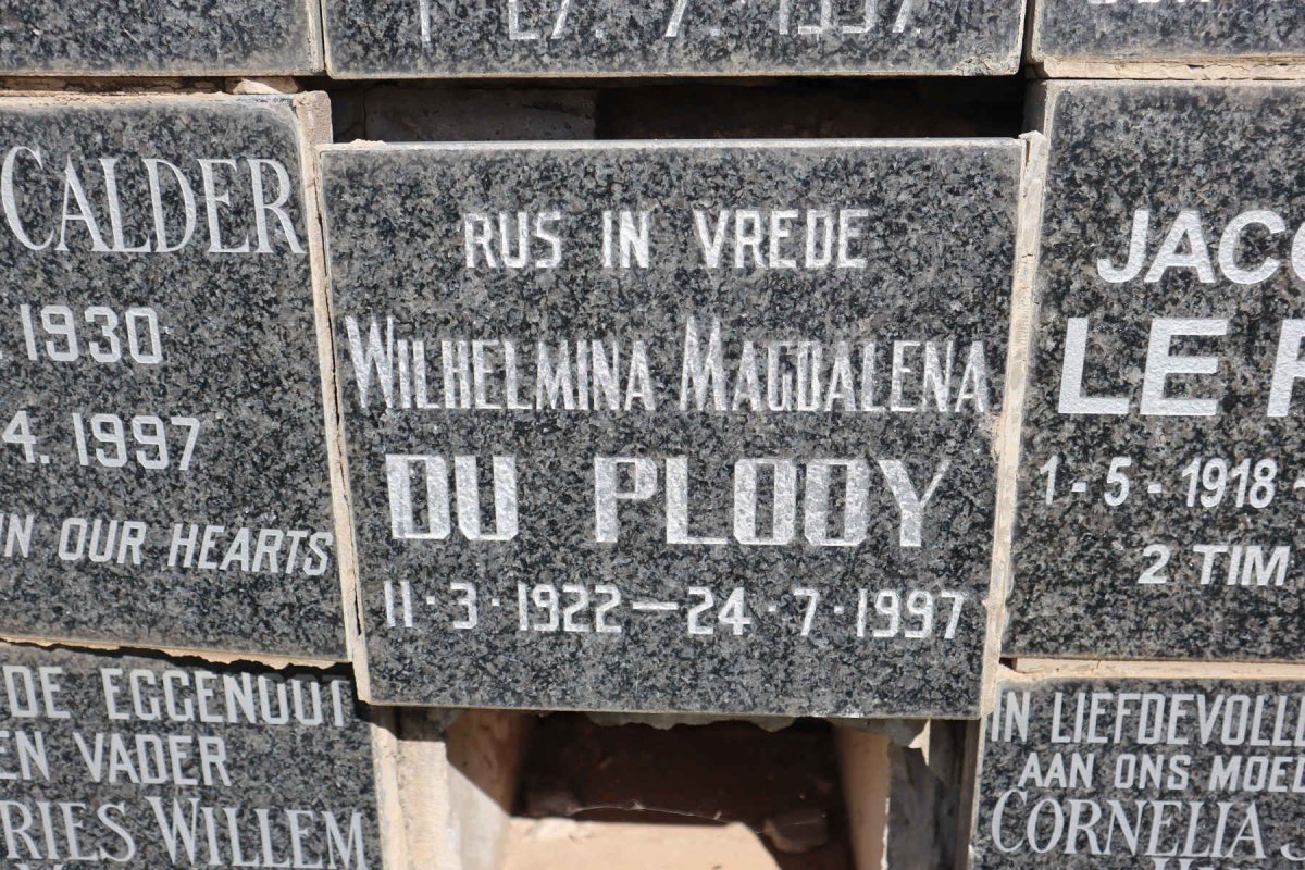 PLOOY Wilhelmina Magdalena, du 1922-1997