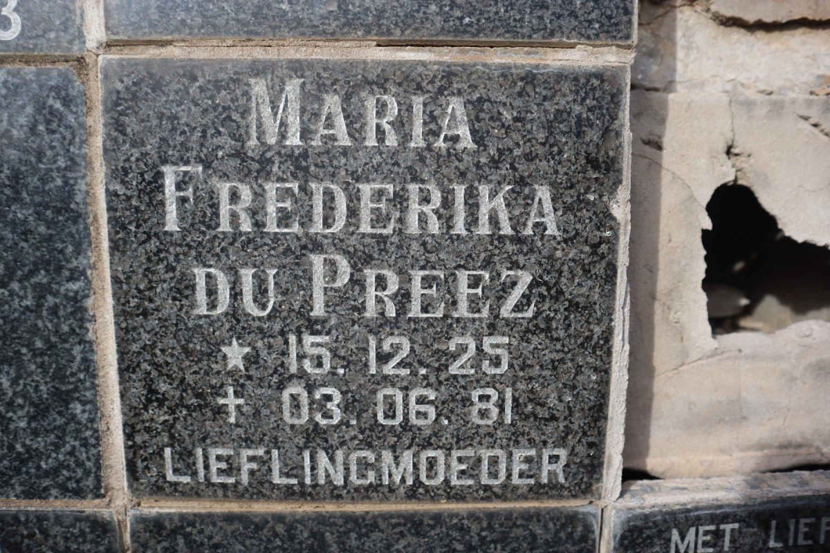PREEZ Maria Frederika, du 1925-1981