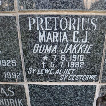 PRETORIUS Maria C.J. 1910-1992