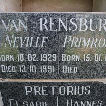RENSBURG Neville, van 1929-1991 &amp; Primrose 1930-